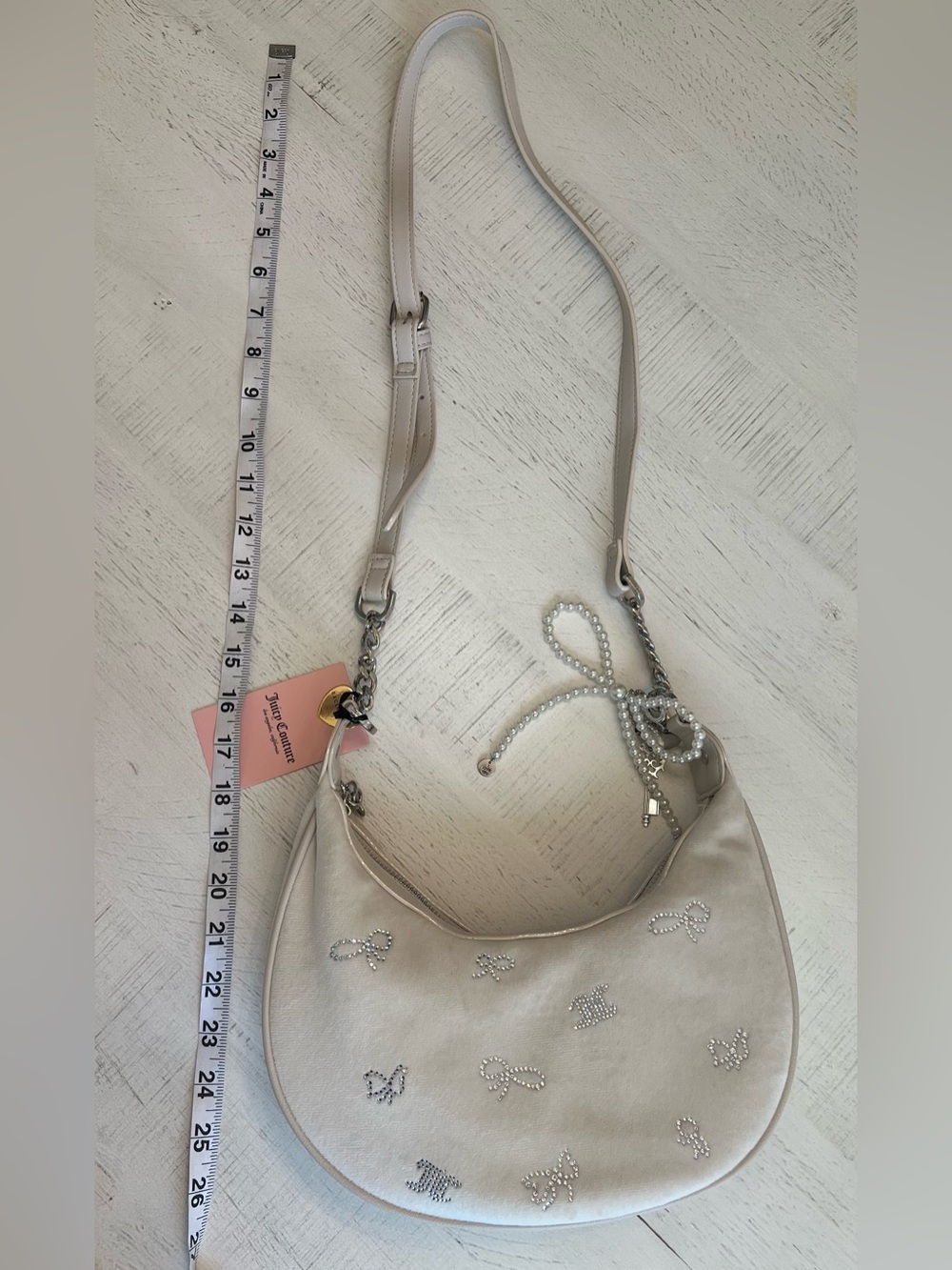 Juicy Couture Cream Pearl-Embellished Shoulder Bag - Picture 5 of 8